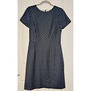 Brooks Brothers Size 6 Red Fleece Wool Blend Pencil Sheath Dress Navy Stripe EUC